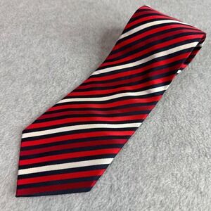 Alexandre London Silk Tie Mens Red Navy White Striped Savile Row Necktie